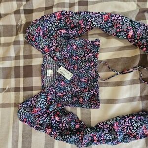 Floral Puff Sleeve Crop Top